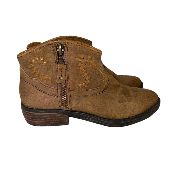 OTBT Women's Booties Size 8M Brown Leather Ankle Booties "Trek" Side Zip - Picture 1 of 11